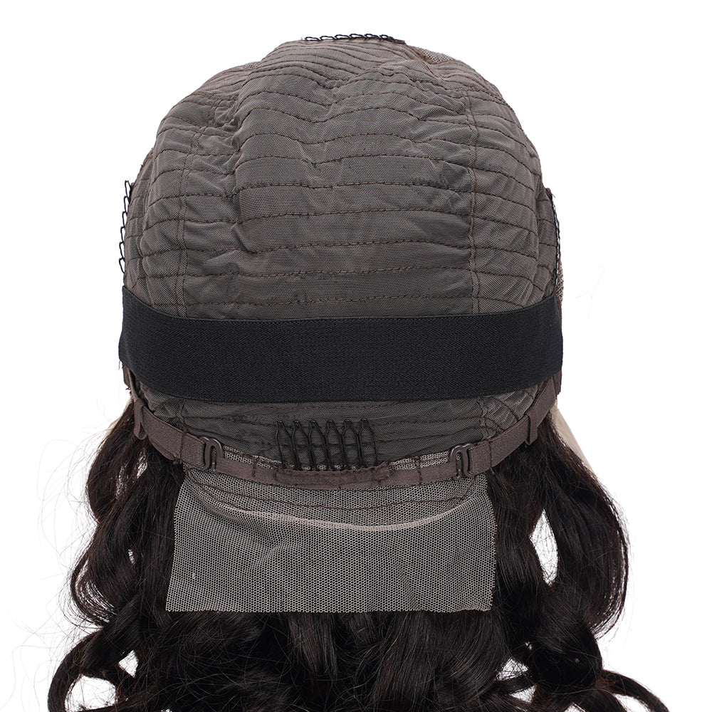 Pixie Curly Natural Black Transparent Full Frontal Bob Wig 100% Human Hair