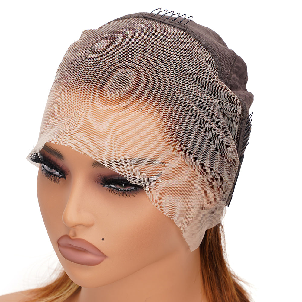 Straight Highlighted Piano Wig Transparent Full Frontal 13*4 100% Human Hair