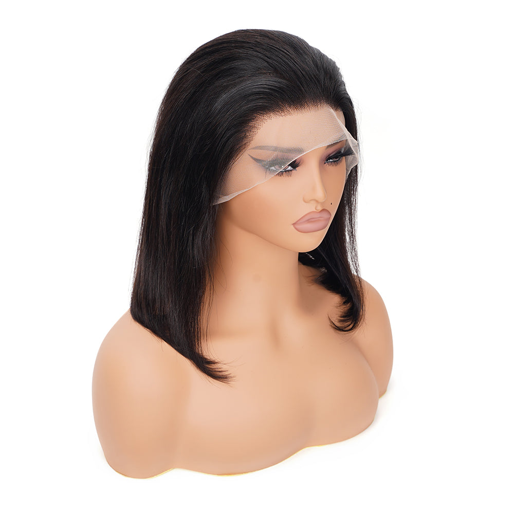 Straight Transparent Full Frontal Bob Wig 100% Human Hair