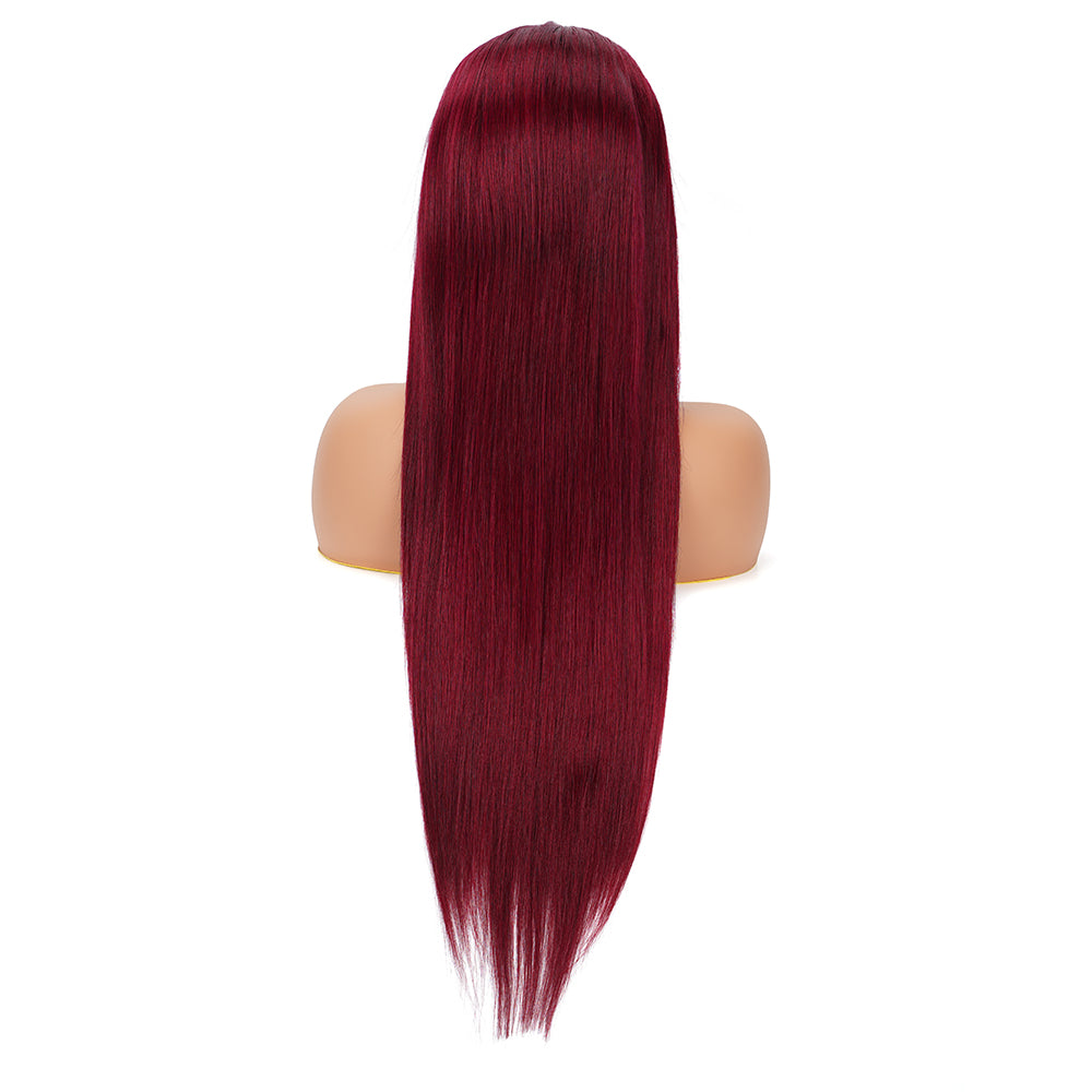 Straight 99J Wig Transparent Full Frontal 13*4 100% Human Hair