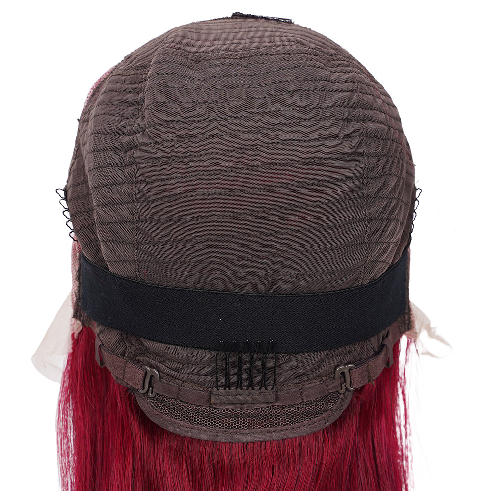 Straight 99J Wig Transparent Full Frontal 13*4 100% Human Hair