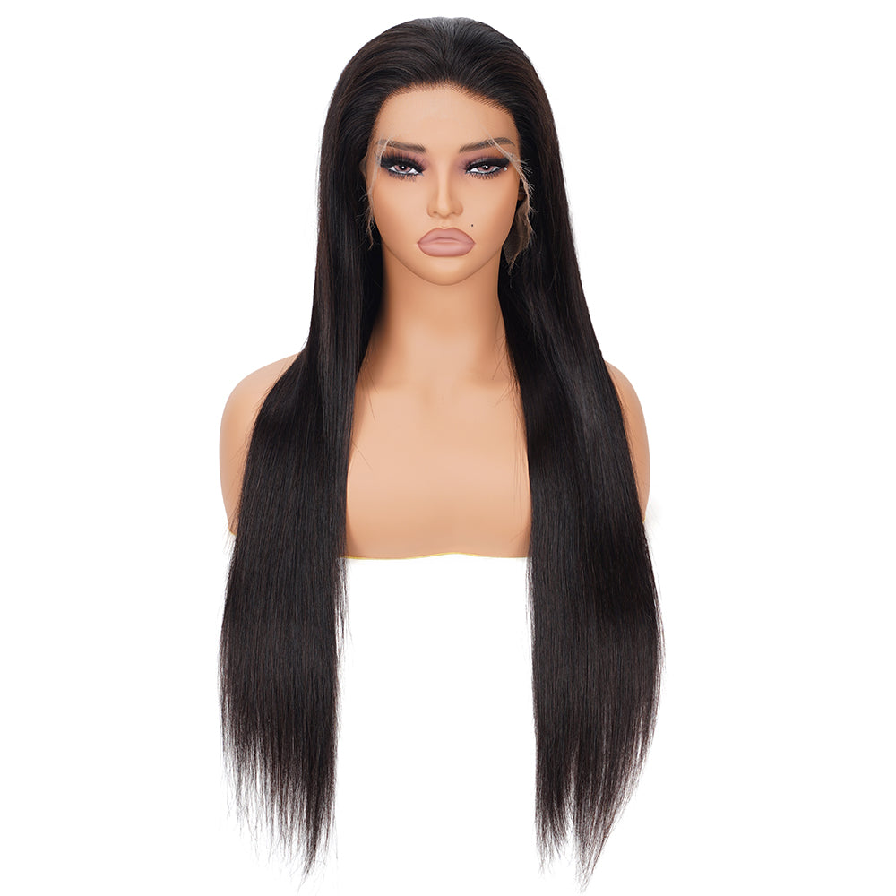 Straight Natural Black Wig HD Full Frontal 13*4 100% Human Hair