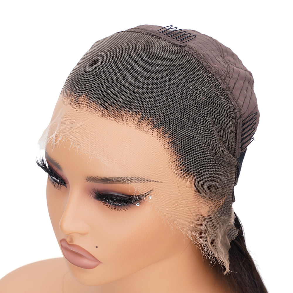 Straight Natural Black Wig HD Full Frontal 13*4 100% Human Hair