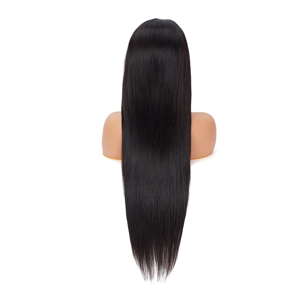 Straight Natural Black Wig Transparent Full Frontal 13*4 100% Human Hair