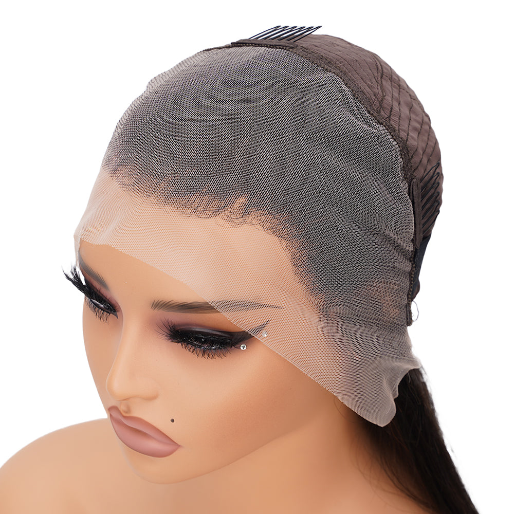 Straight Natural Black Wig Transparent Full Frontal 13*4 100% Human Hair