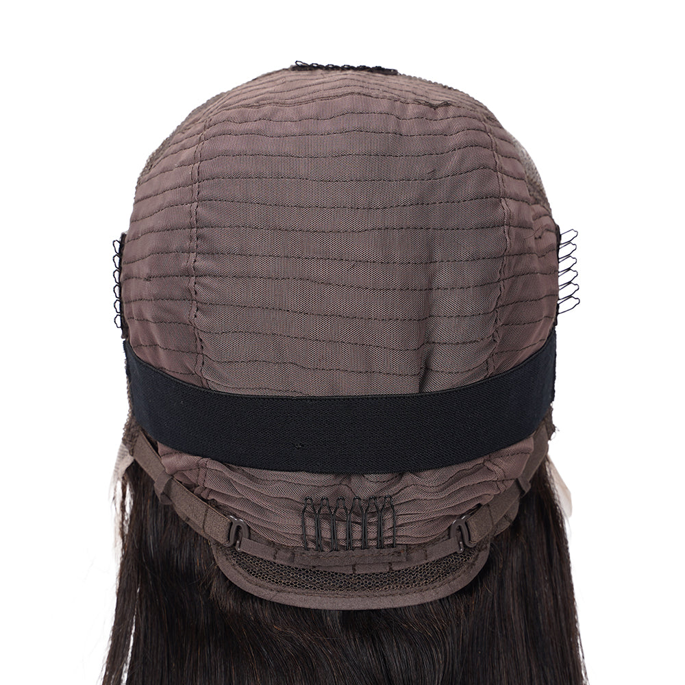 Straight Natural Black Wig Transparent Full Frontal 13*4 100% Human Hair