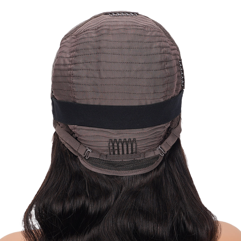 Body Wave Natural Black Wig Transparent Full Frontal 13*4 100% Human Hair