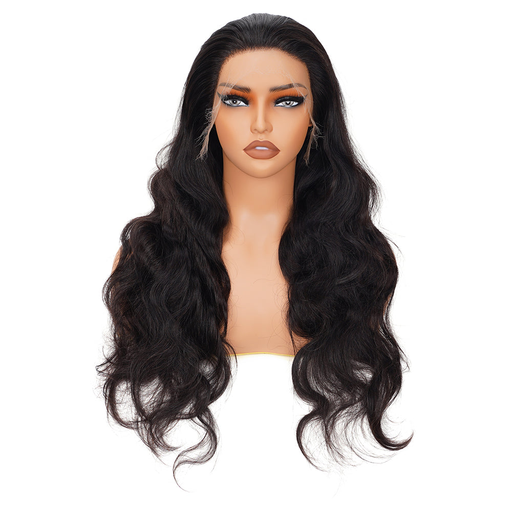 Body Wave Natural Black Wig HD Full Frontal 13*4 100% Human Hair