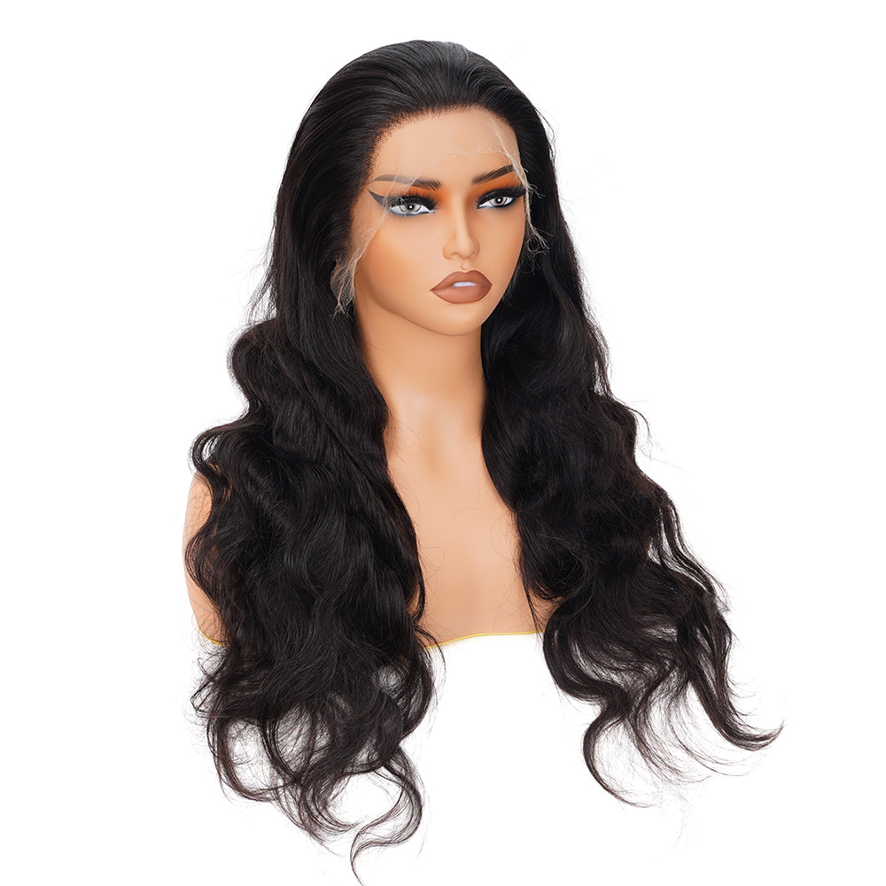 Body Wave Natural Black Wig HD Full Frontal 13*4 100% Human Hair