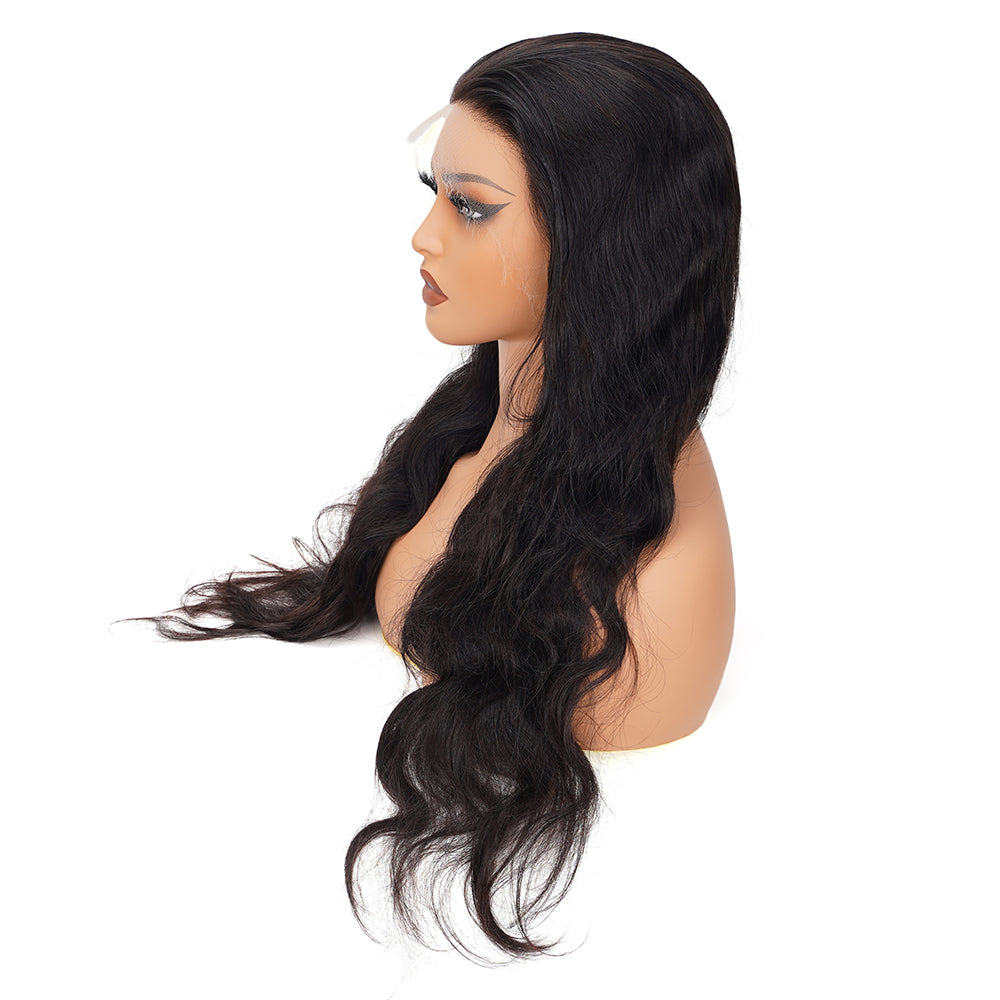 Body Wave Natural Black Wig HD Full Frontal 13*4 100% Human Hair