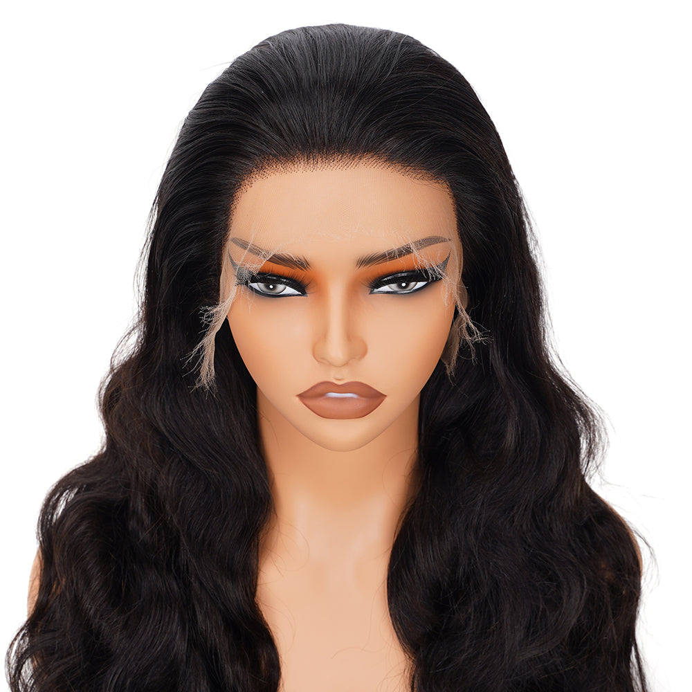 Body Wave Natural Black Wig HD Full Frontal 13*4 100% Human Hair