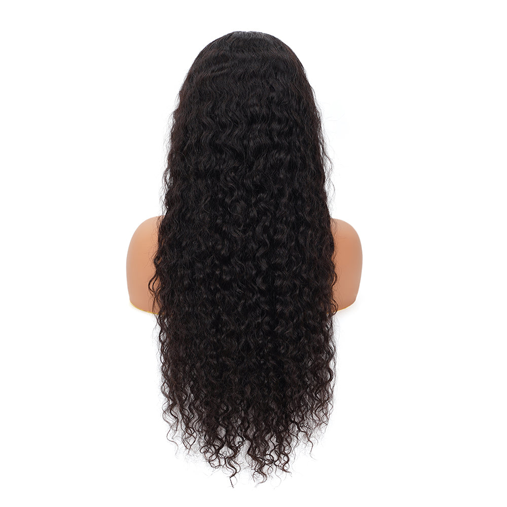 Water Wave Natural Black Wig Transparent Full Frontal 13*4 100% Human Hair