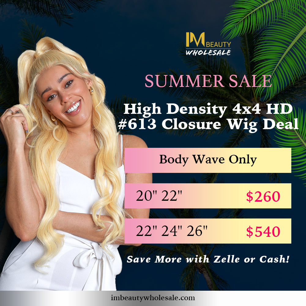 High Density 4X4 HD #613 Closure Wig