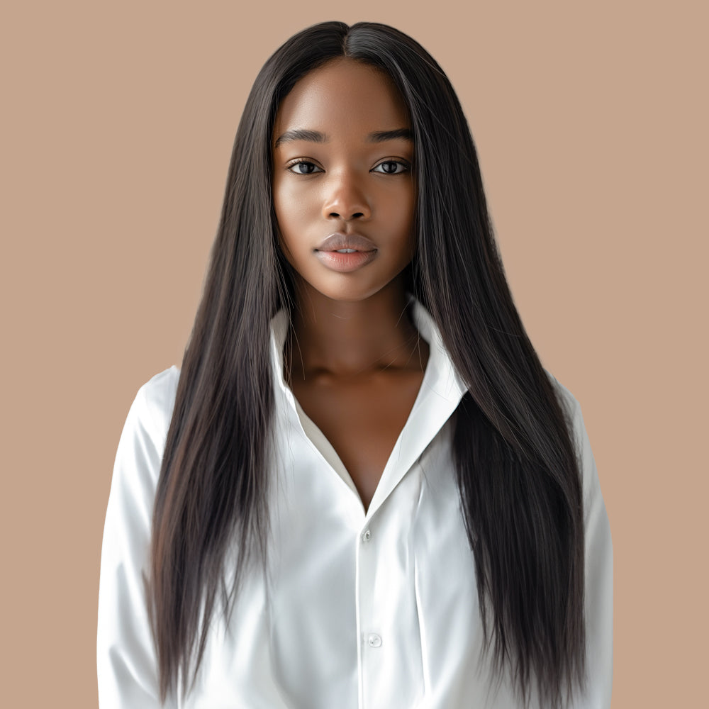 Straight Natural Black Wig HD Full Frontal 13*4 100% Human Hair