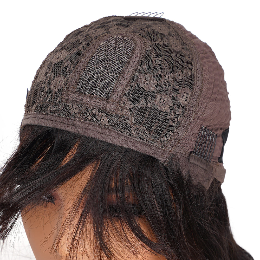 Straight Natural Black Bob Bang Wig 100% Human Hair