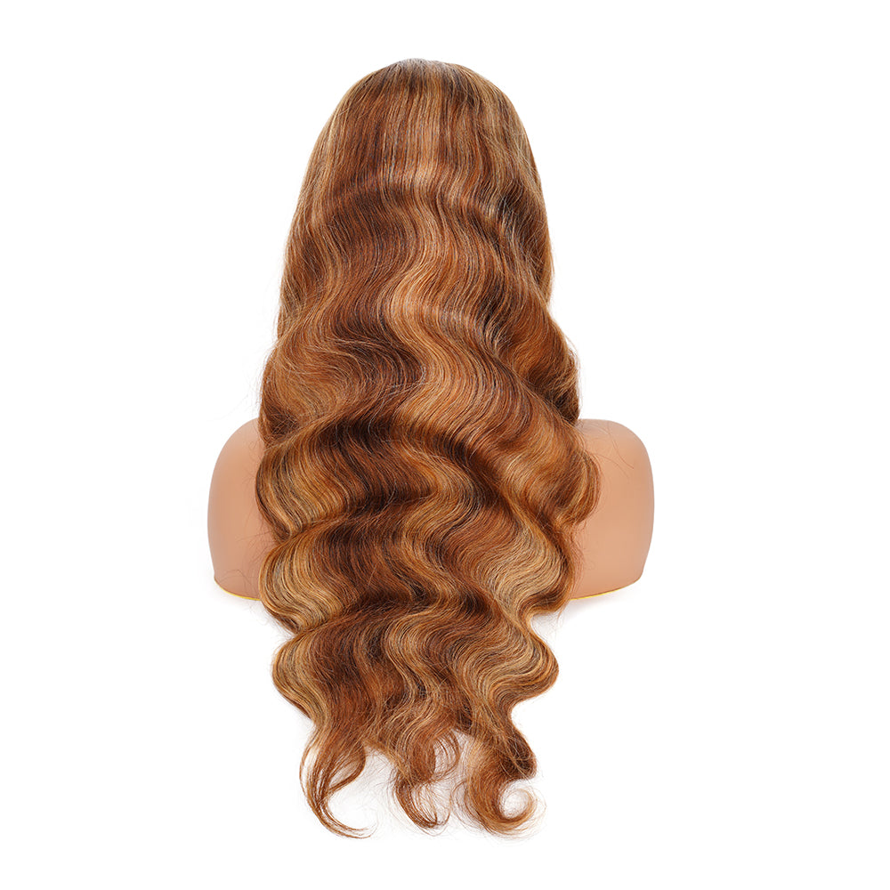 Body Wave Highlighted Piano Wig Transparent Lace Closure 4*4 100% Human Hair