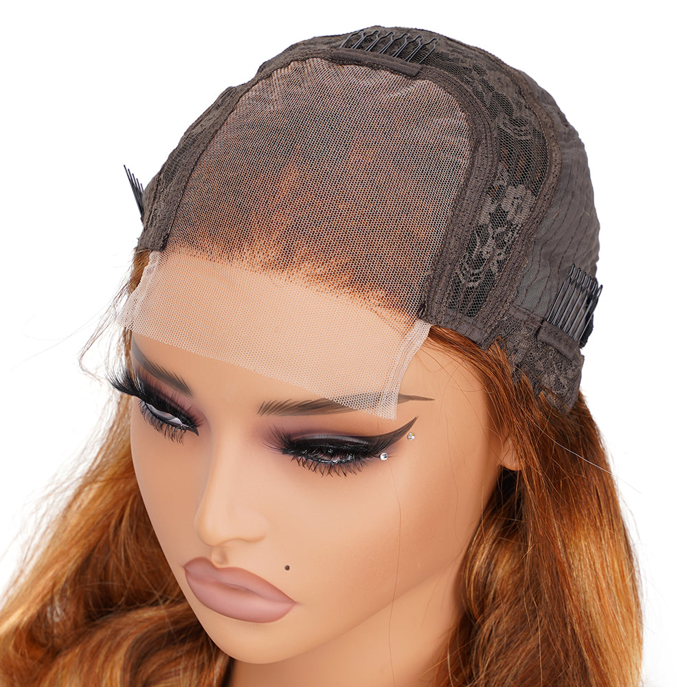 Body Wave Highlighted Piano Wig Transparent Lace Closure 4*4 100% Human Hair