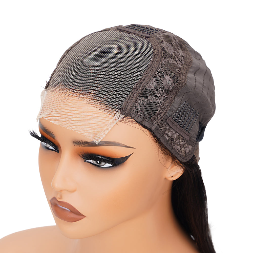 Straight Natural Black Bob Wig Transparent Lace Closure 4*4 100% Human Hair