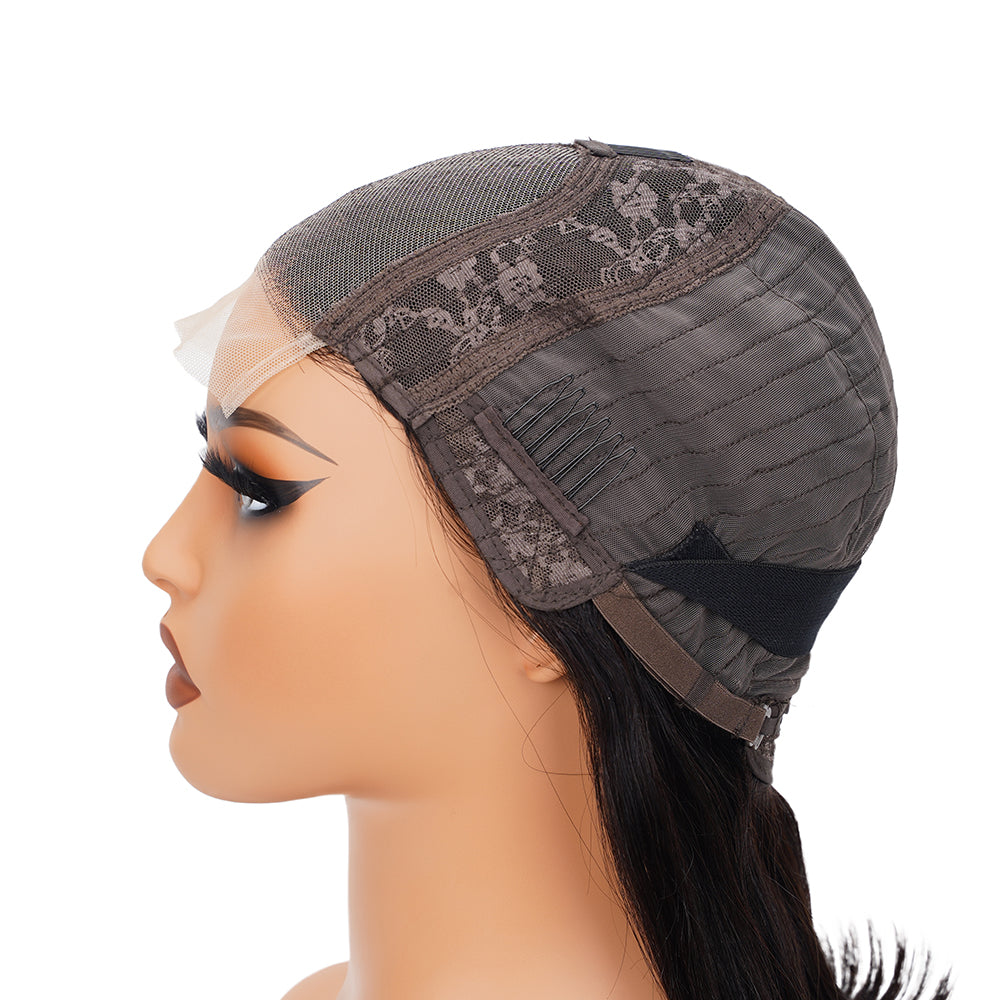 Straight Natural Black Bob Wig Transparent Lace Closure 4*4 100% Human Hair