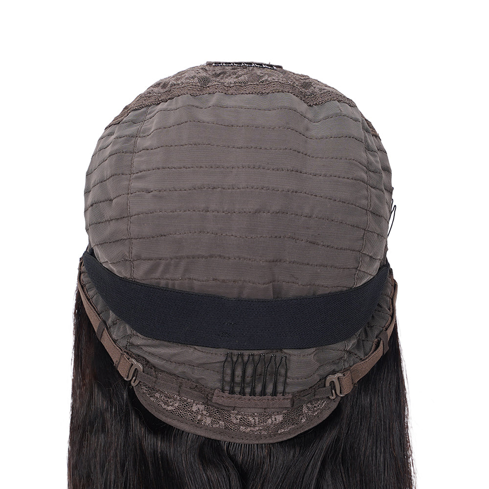 Straight Natural Black Bob Wig Transparent Lace Closure 4*4 100% Human Hair