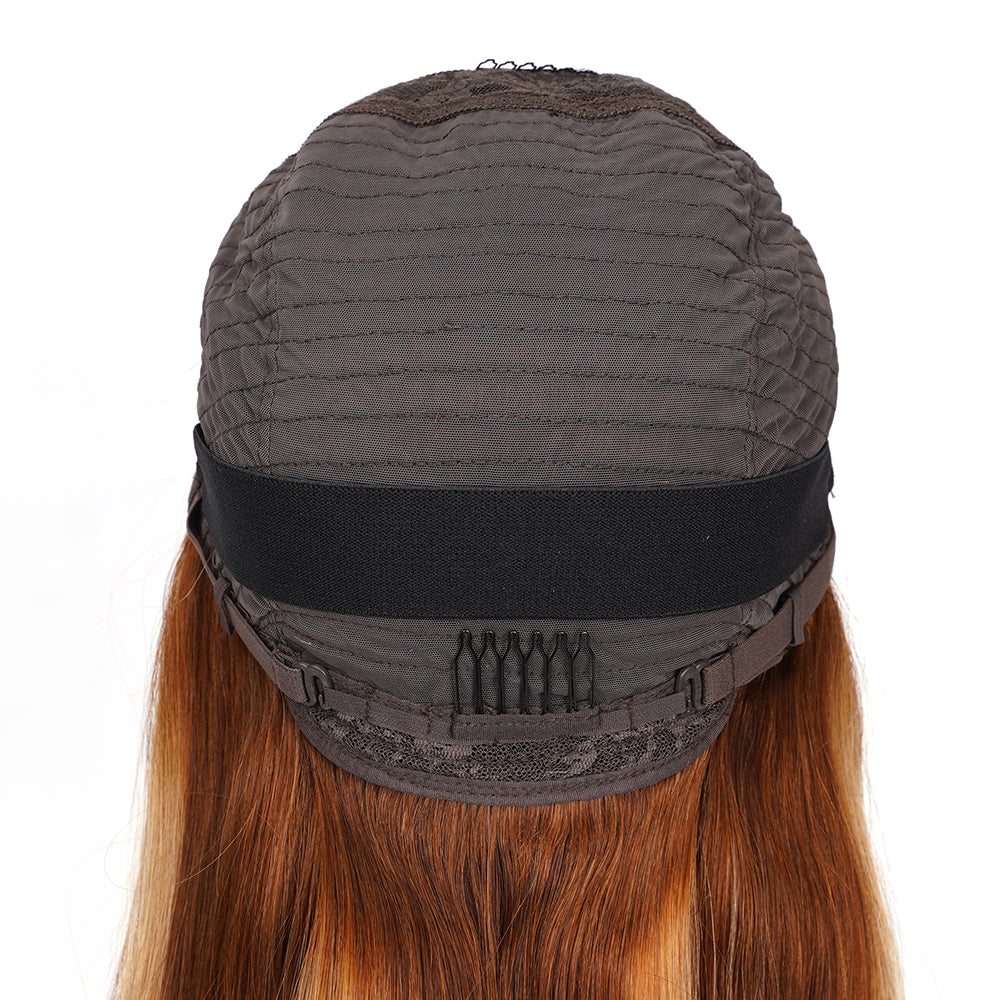 Straight Highlighted Piano Wig Transparent Lace Closure 4*4 100% Human Hair