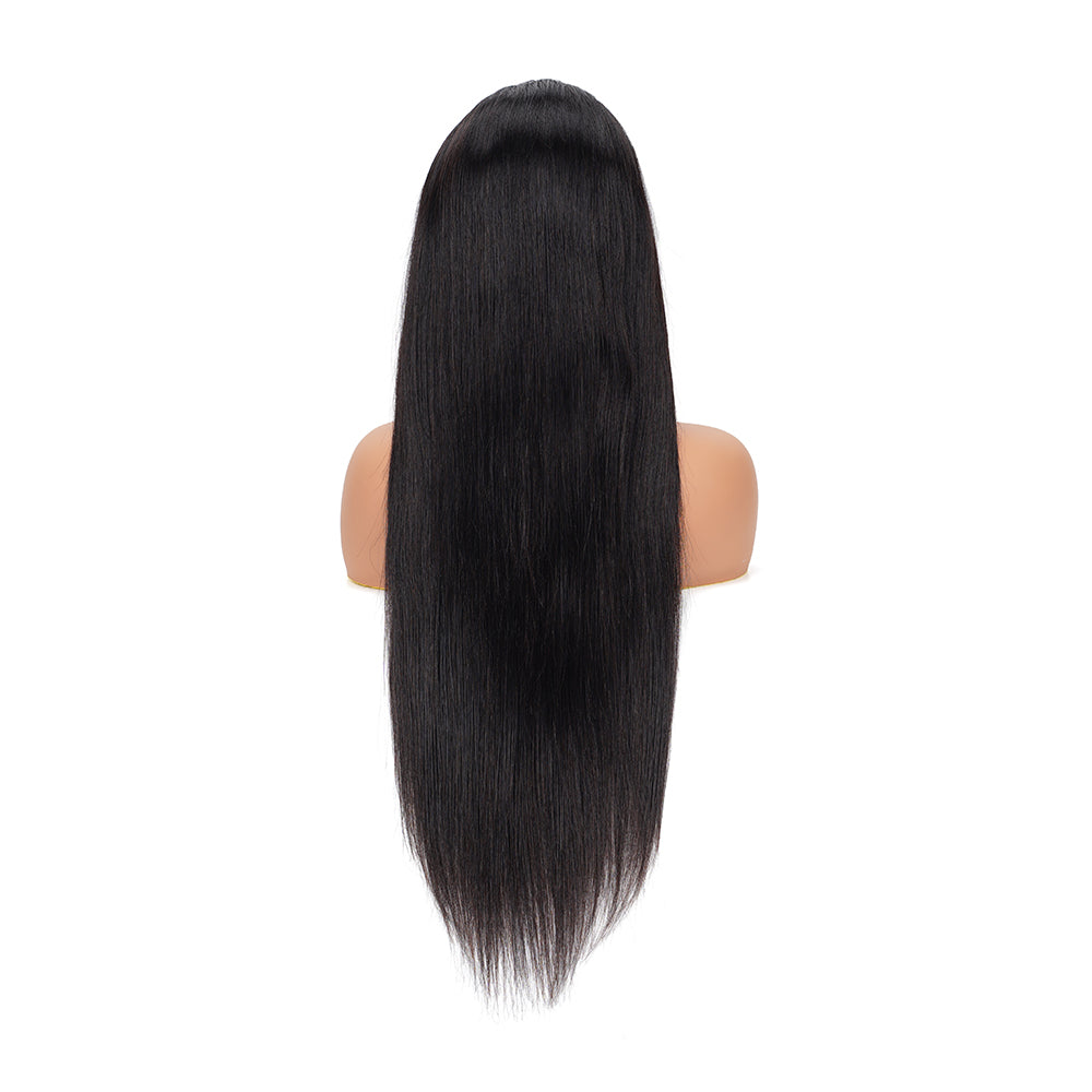 Straight Natural Black Wig Transparent Lace Closure 4*4 100% Human Hair