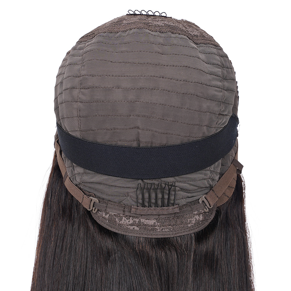 Straight Natural Black Wig Transparent Lace Closure 4*4 100% Human Hair