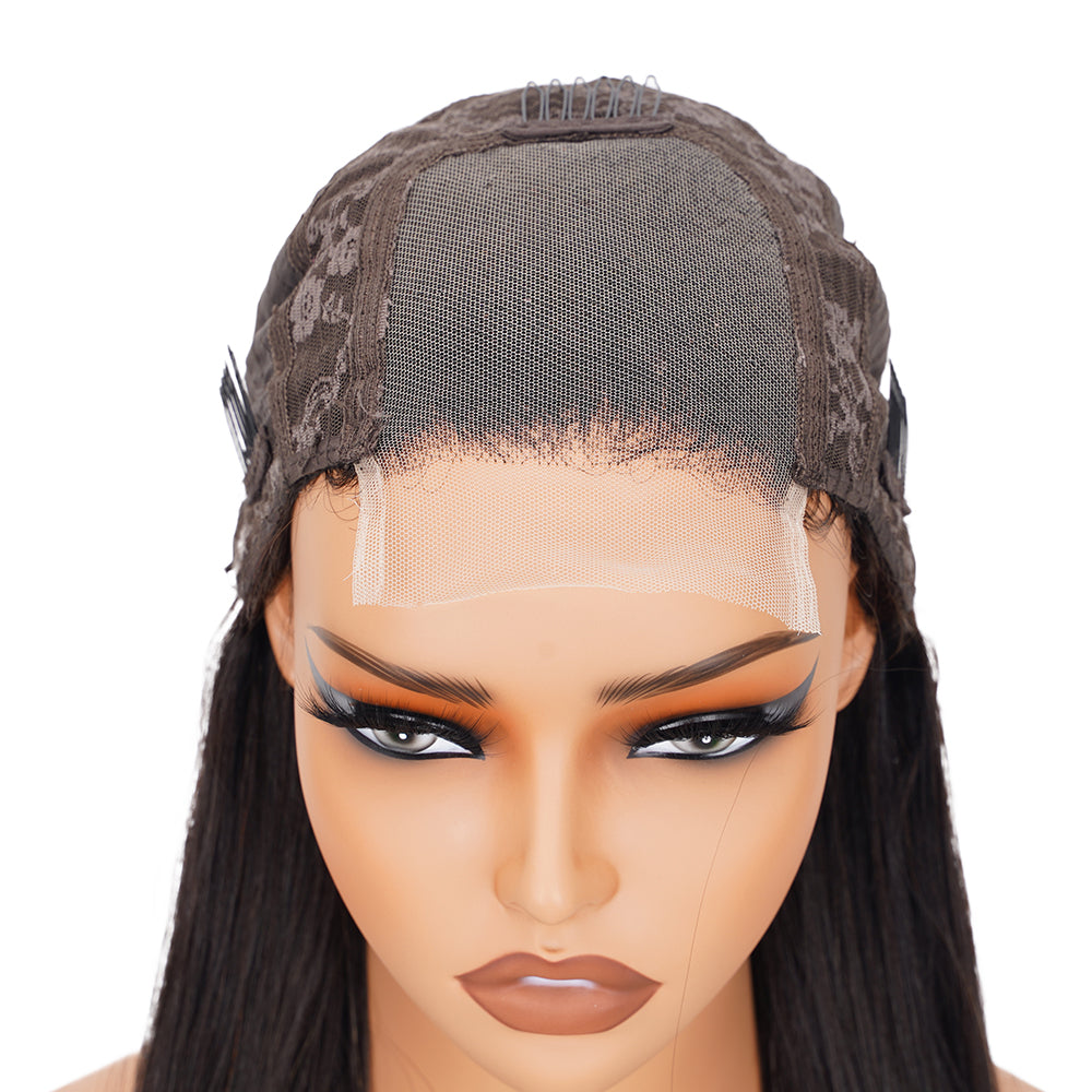 Straight Natural Black Wig Transparent Lace Closure 4*4 100% Human Hair