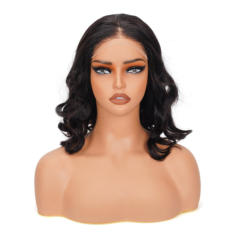 Body Wave Natural Black Bob Wig HD Lace Closure 5*5 100% Human Hair