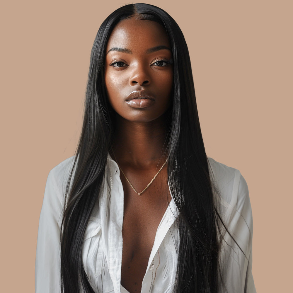 Straight Natural Black Wig HD Lace Closure 5*5 100% Human Hair