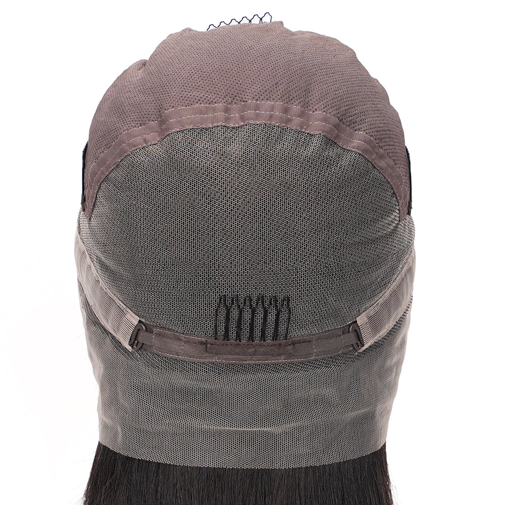 Straight Natural Black Transparent Full Lace Wig 100% Human Hair