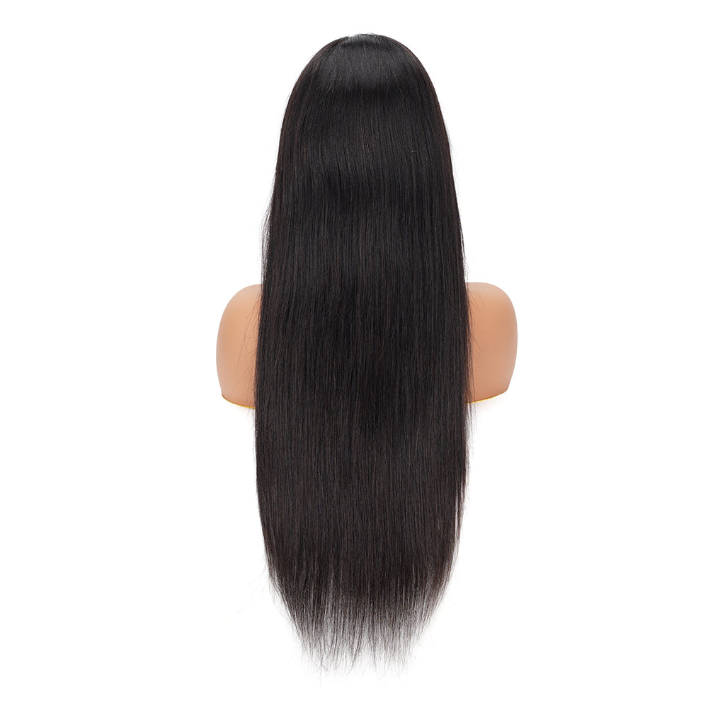 Straight Natural Black Transparent Full Lace Wig 100% Human Hair