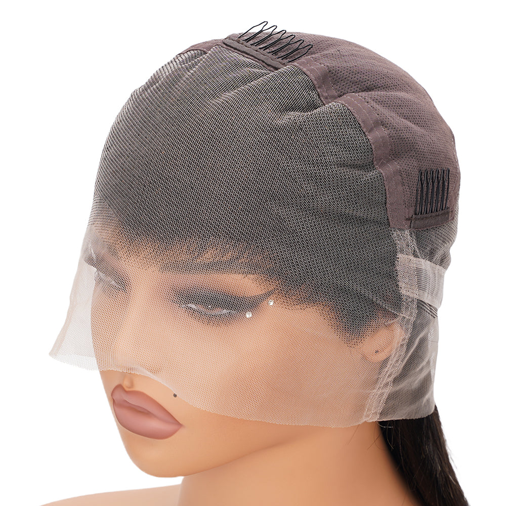 Straight Natural Black Transparent Full Lace Wig 100% Human Hair