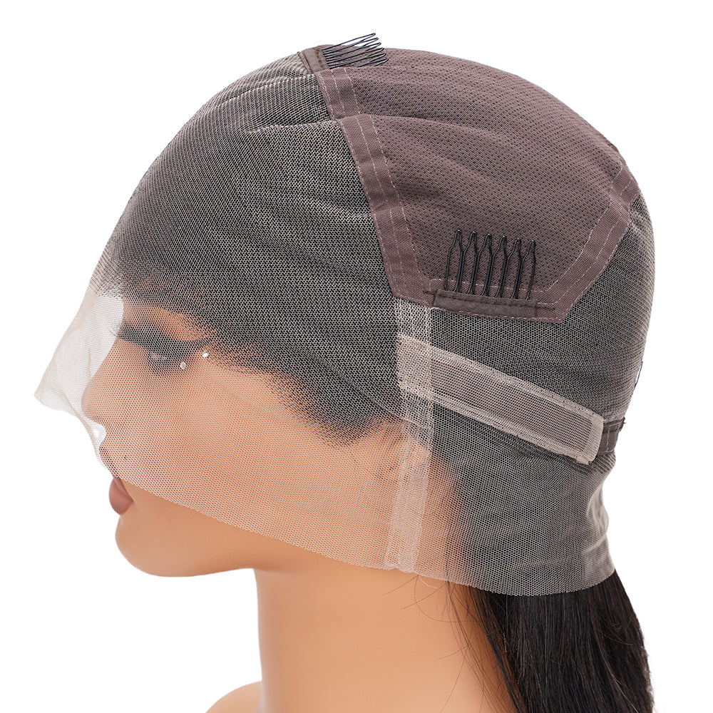 Straight Natural Black Transparent Full Lace Wig 100% Human Hair