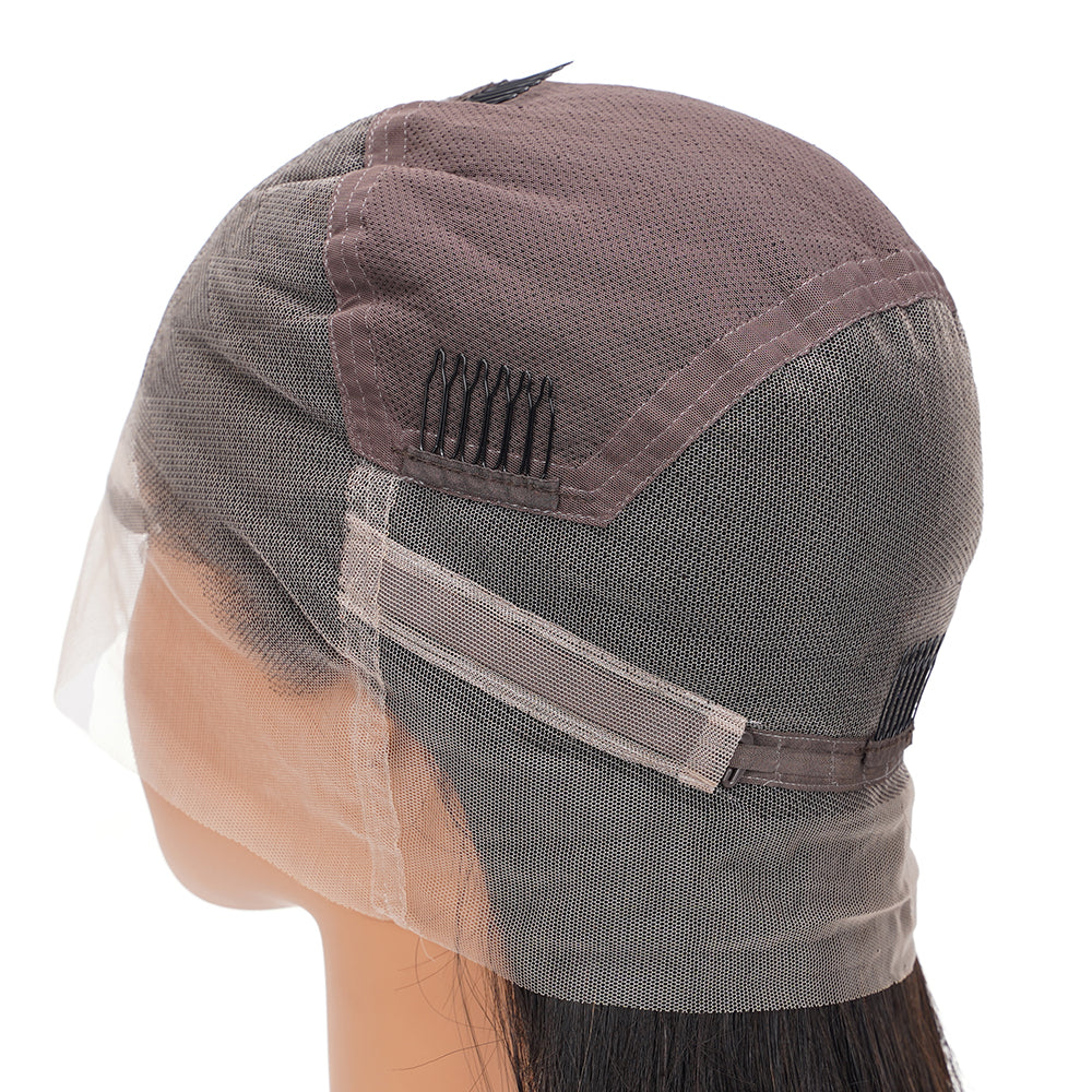 Straight Natural Black Transparent Full Lace Wig 100% Human Hair