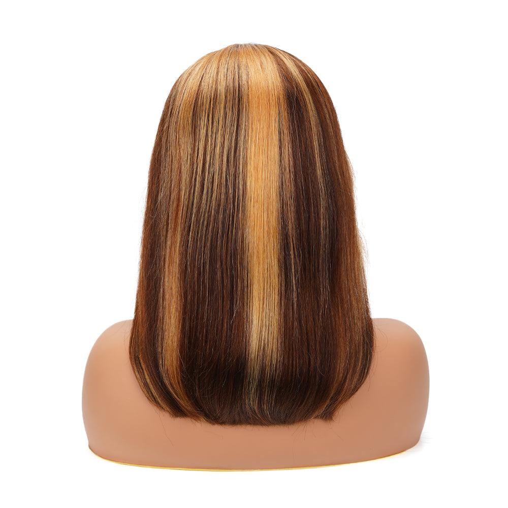Straight Highlighted Piano HD Full Frontal Bob Wig 100% Human Hair