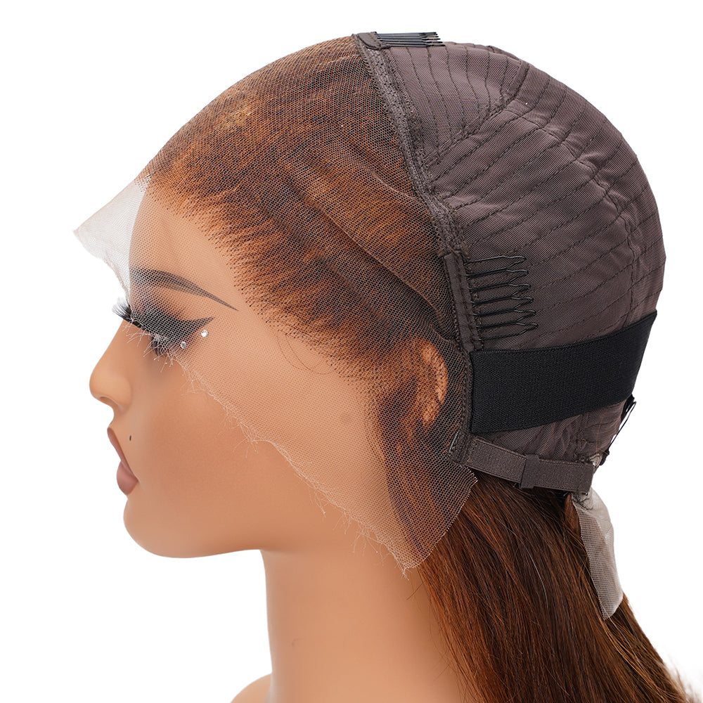 Straight Highlighted Piano HD Full Frontal Bob Wig 100% Human Hair