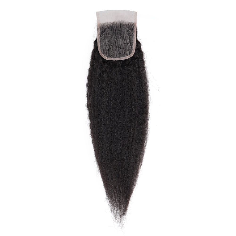 Kinky Straight 4*4 Transparent Closure, 100% Human Hair
