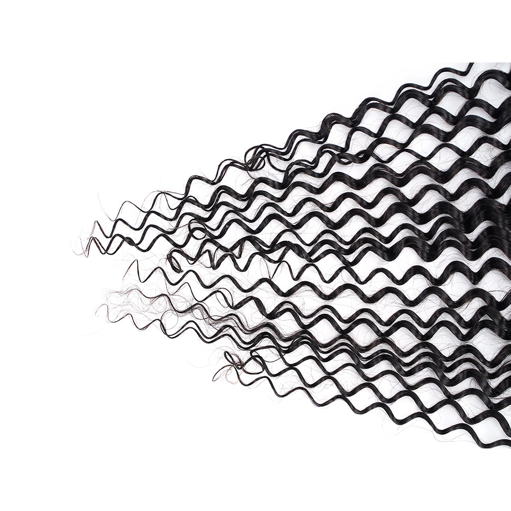 Deep Wave Natural Black 13*4 Transparent Frontal, 100% Human Hair