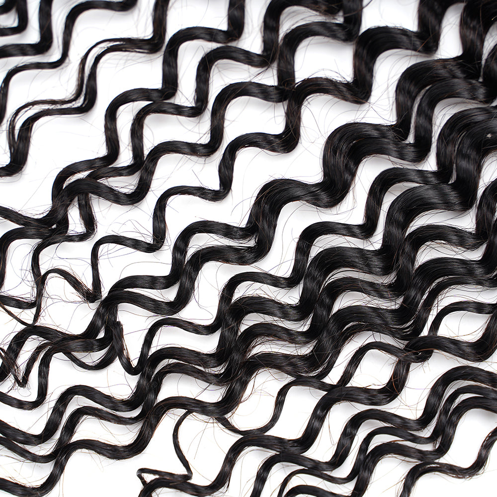 Deep Wave Natural Black 13*4 Transparent Frontal, 100% Human Hair