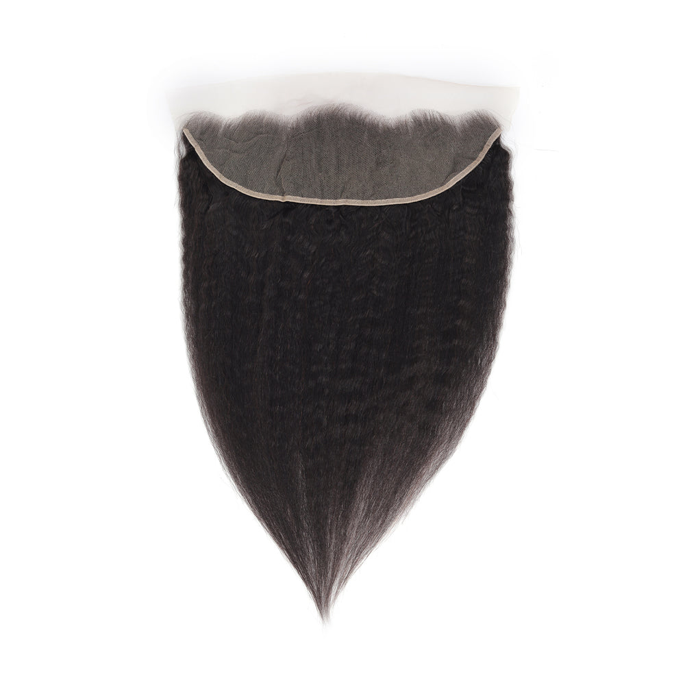 Kinky Straight Natural Black 13*4 Transparent Frontal, 100% Human Hair