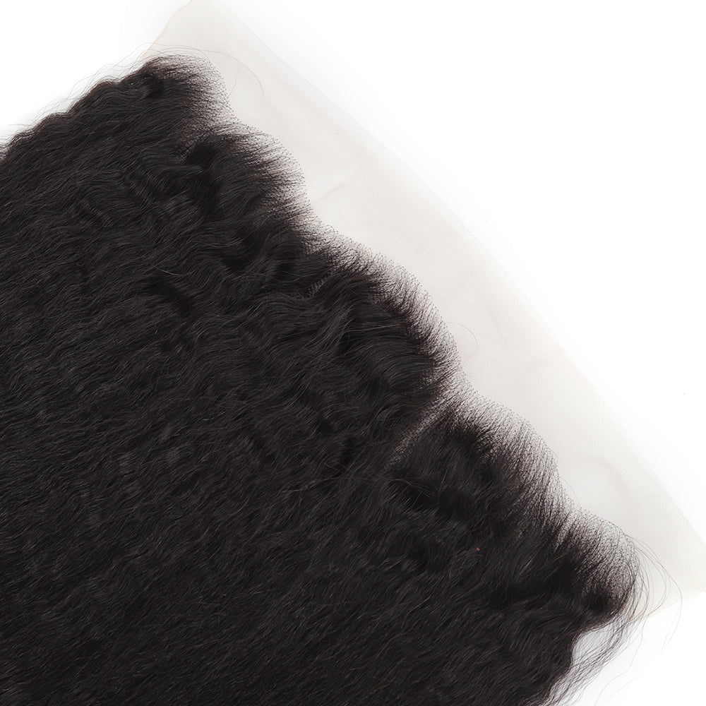 Kinky Straight Natural Black 13*4 Transparent Frontal, 100% Human Hair