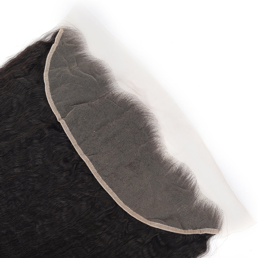 Kinky Straight Natural Black 13*4 Transparent Frontal, 100% Human Hair