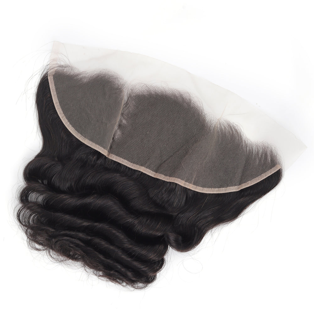 Loose Wave Natural Black 13*4 Transparent Frontal, 100% Human Hair