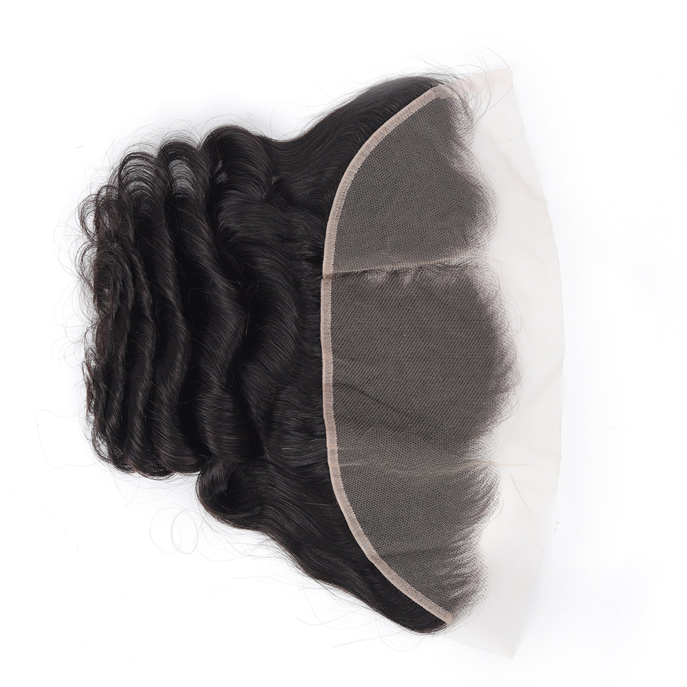 Loose Wave Natural Black 13*4 Transparent Frontal, 100% Human Hair
