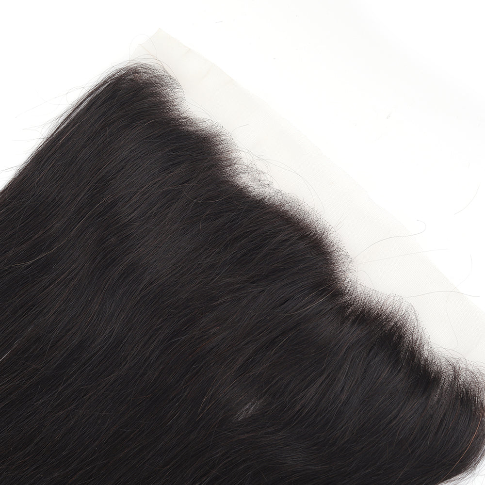 Straight Natural Black 13*4 Transparent Frontal, 100% Human Hair