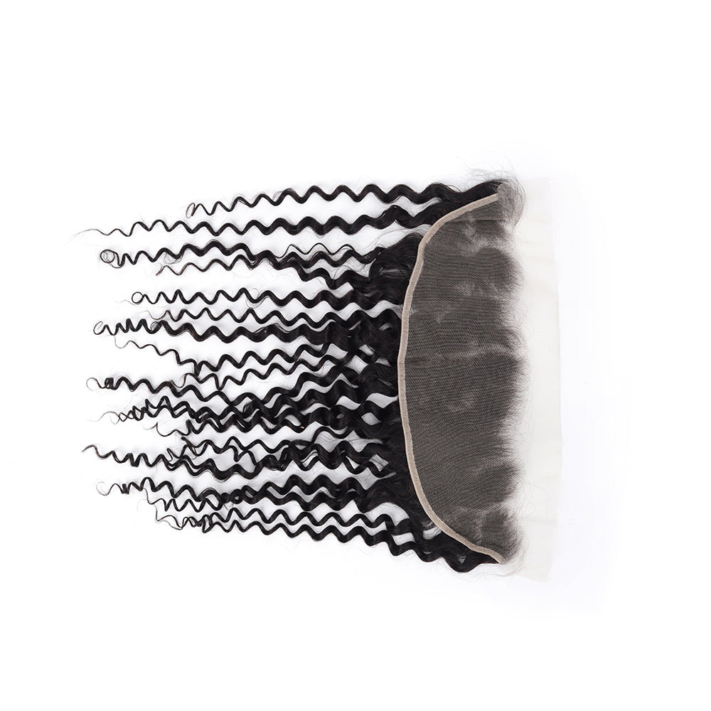 Water Wave Natural Black 13*4 Transparent Frontal, 100% Human Hair