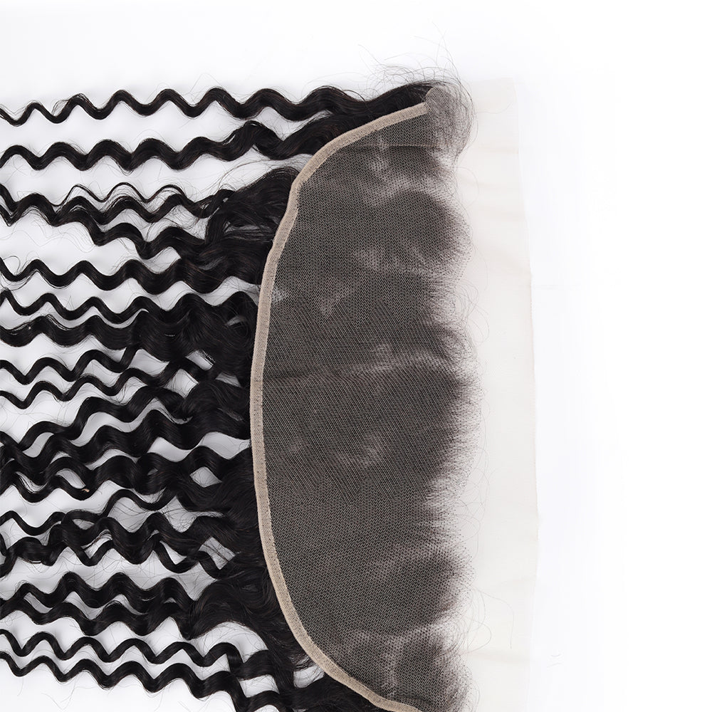 Water Wave Natural Black 13*4 Transparent Frontal, 100% Human Hair