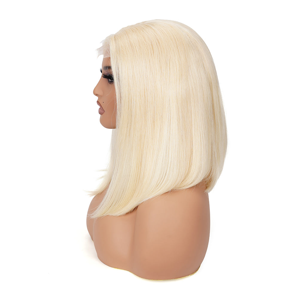 Straight 613 Bob Wig Transparent Lace Closure 4*4 100% Human Hair
