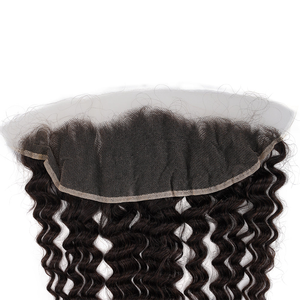 Deep Wave Natural Black 13*4 HD Frontal, 100% Human Hair